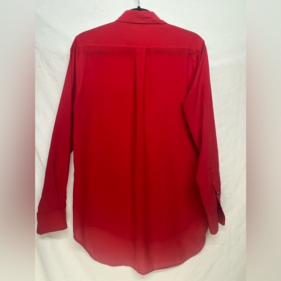 Two by Vince Camuto Women Red Long Sleeve Silk Blouse button detail size small‎ - Picture 7 of 11